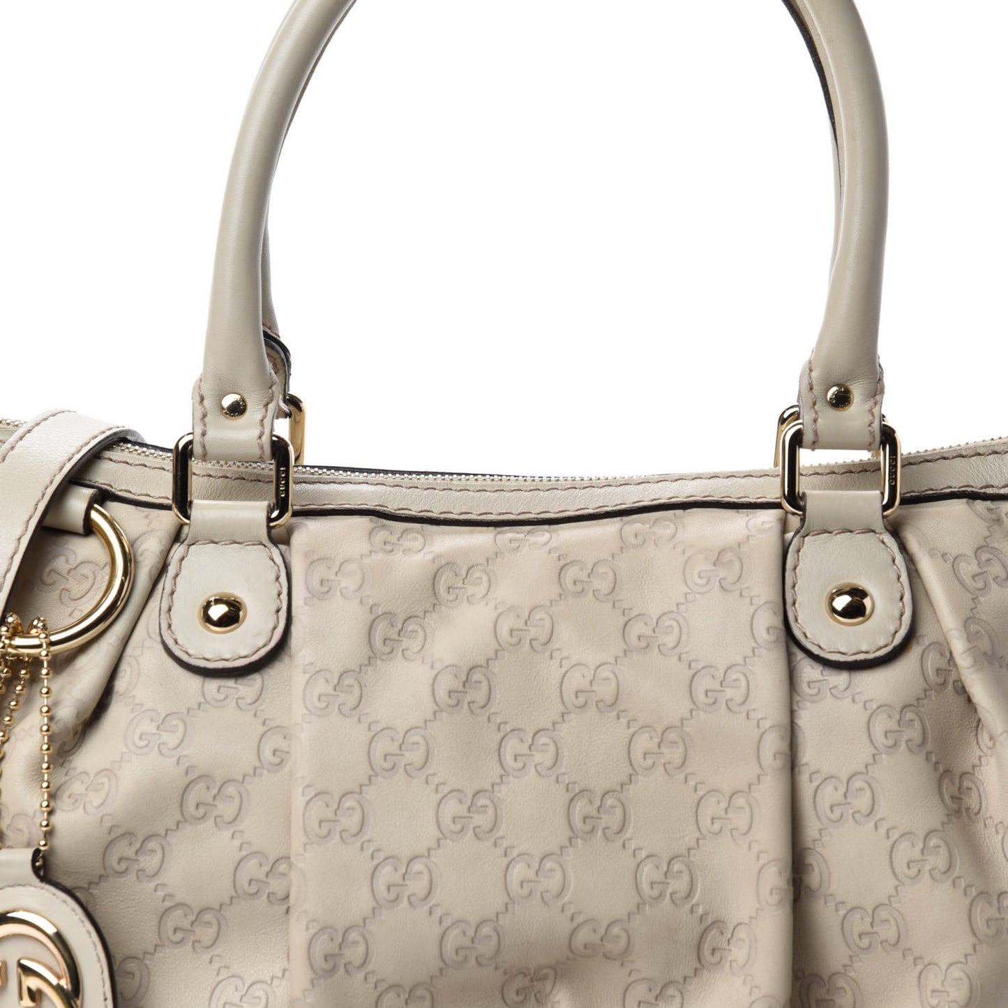 Guccissima Medium Sukey Top Handle Bag White