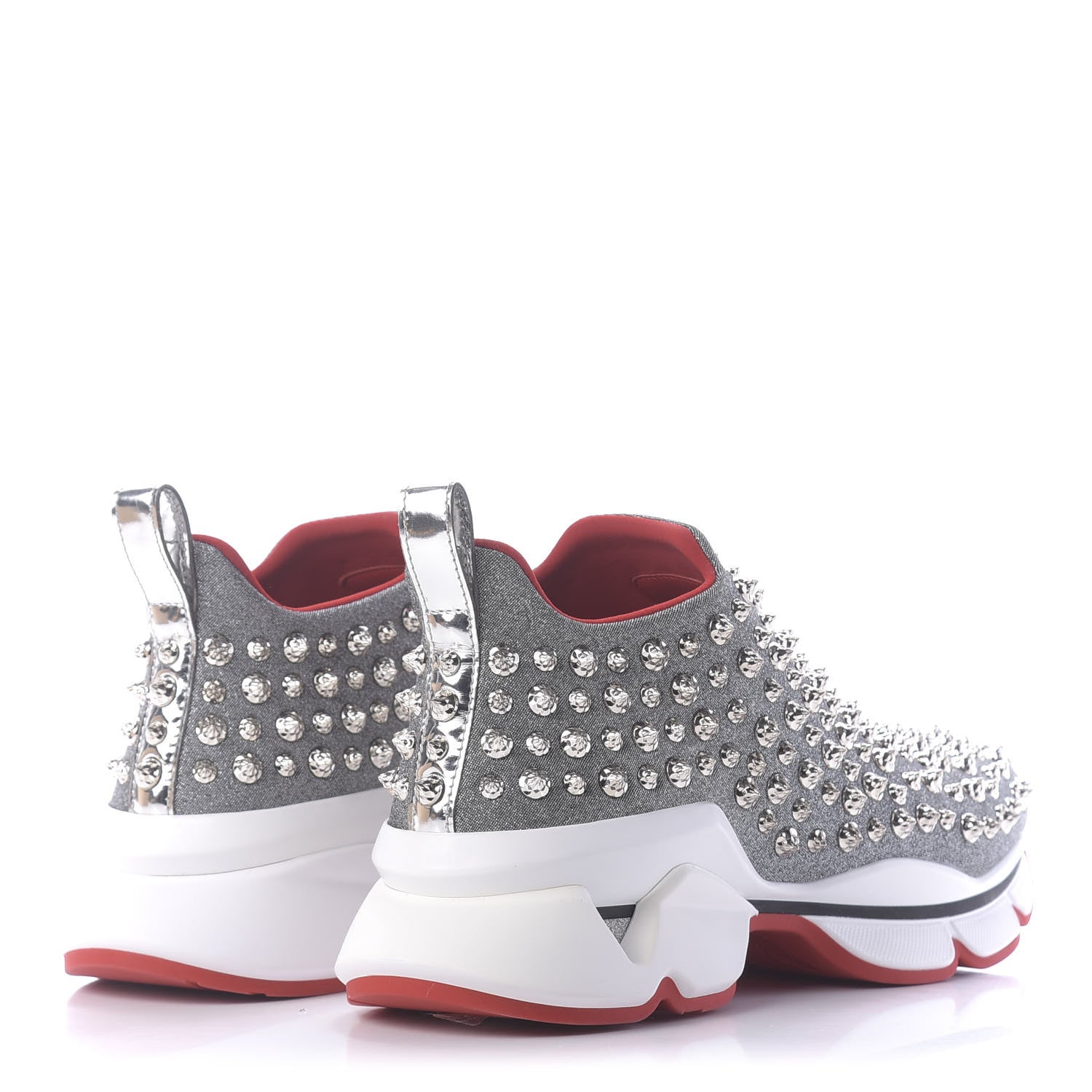 Christian Louboutin Neo Lame Spike Sock Donna Flat Sneakers 40 Silver 4 of 10