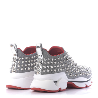 Christian Louboutin Neo Lame Spike Sock Donna Flat Sneakers 40 Silver 4 of 10