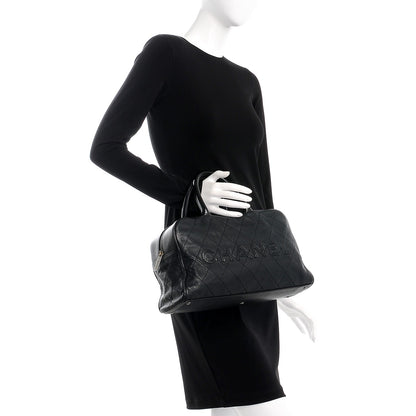 Chanel Caviar Patent Quilted Large Bowler Black 2 of 8