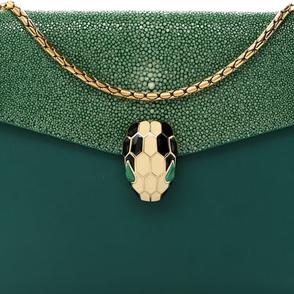 Bulgari Galuchat Calfskin Serpenti Forever Crossbody Bag Green 9 of 11