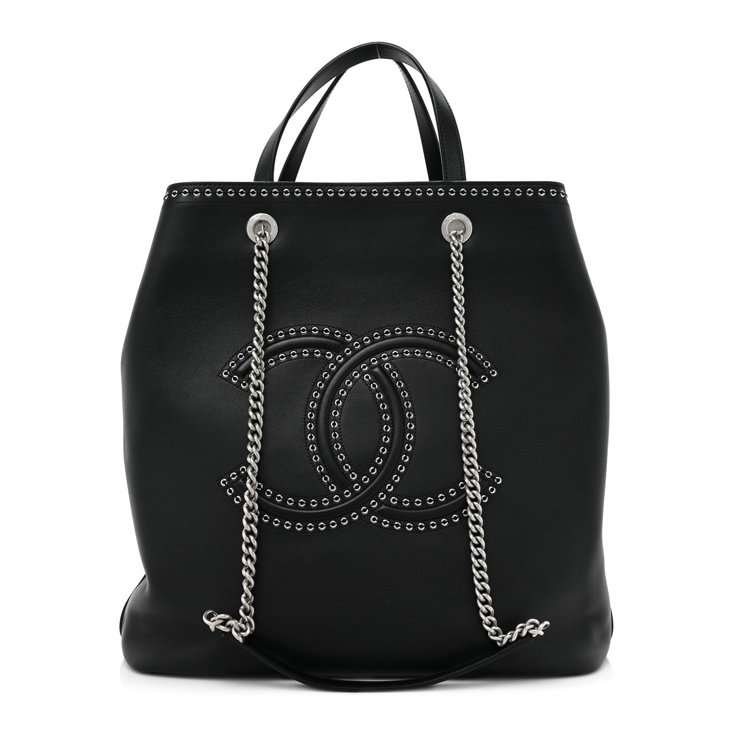 Chanel Calfskin Large Coco Eyelets Shopping Tote Black 1 of 10