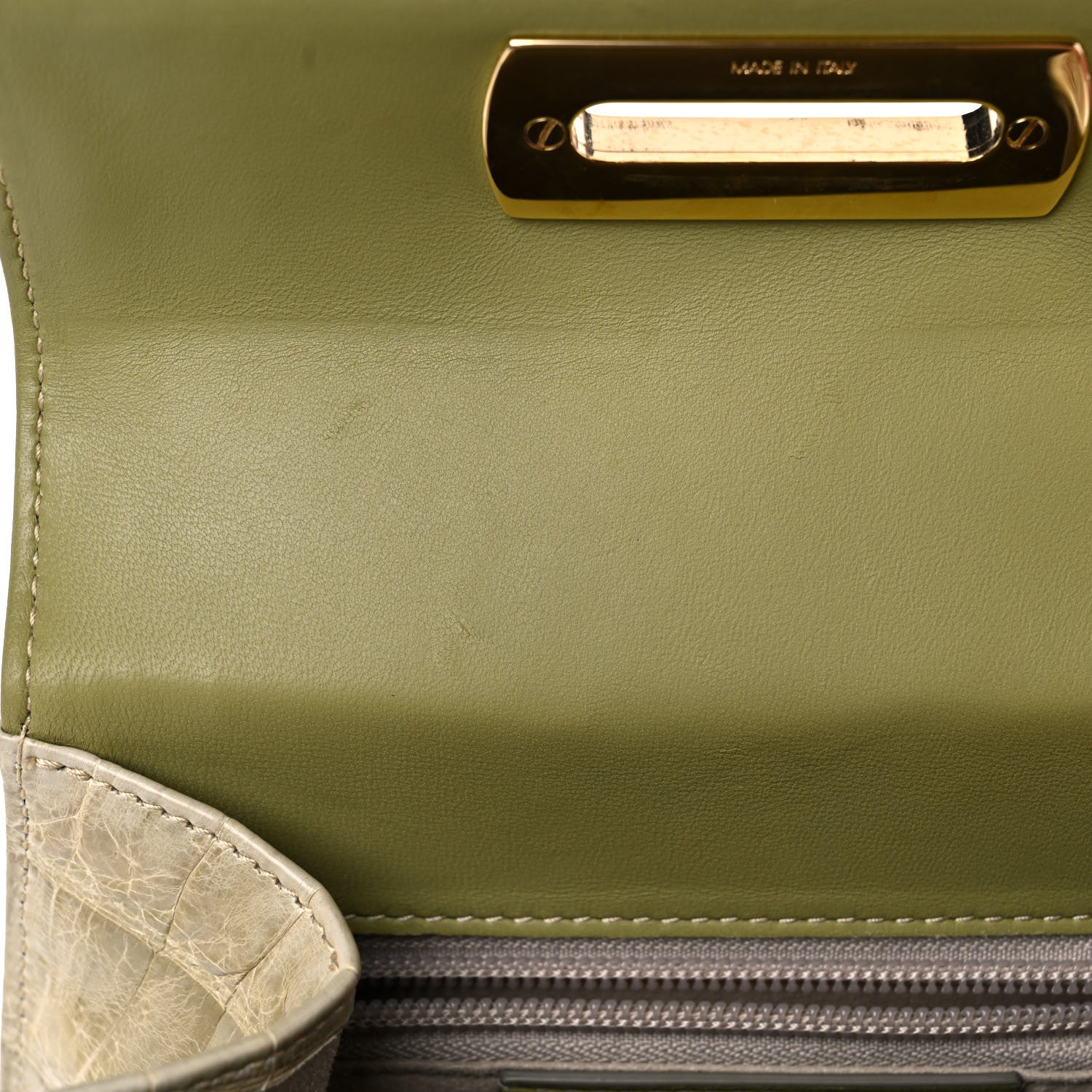 Salvatore Ferragamo Crocodile Gancini 2-Way Top Handle Bag Olive 10 of 13