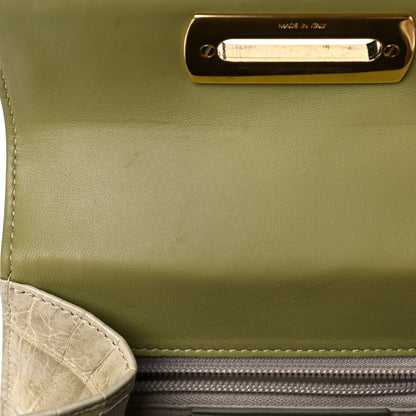 Salvatore Ferragamo Crocodile Gancini 2-Way Top Handle Bag Olive 10 of 13