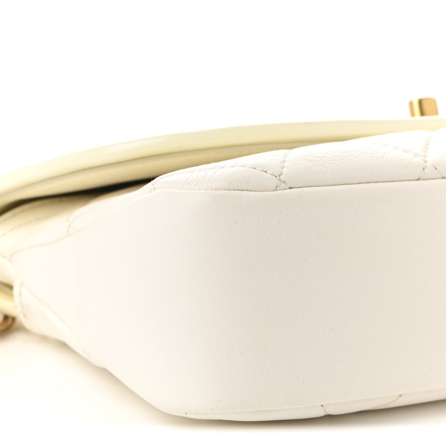 Lambskin Patent Quilted Small La Parisienne Top Handle Flap White