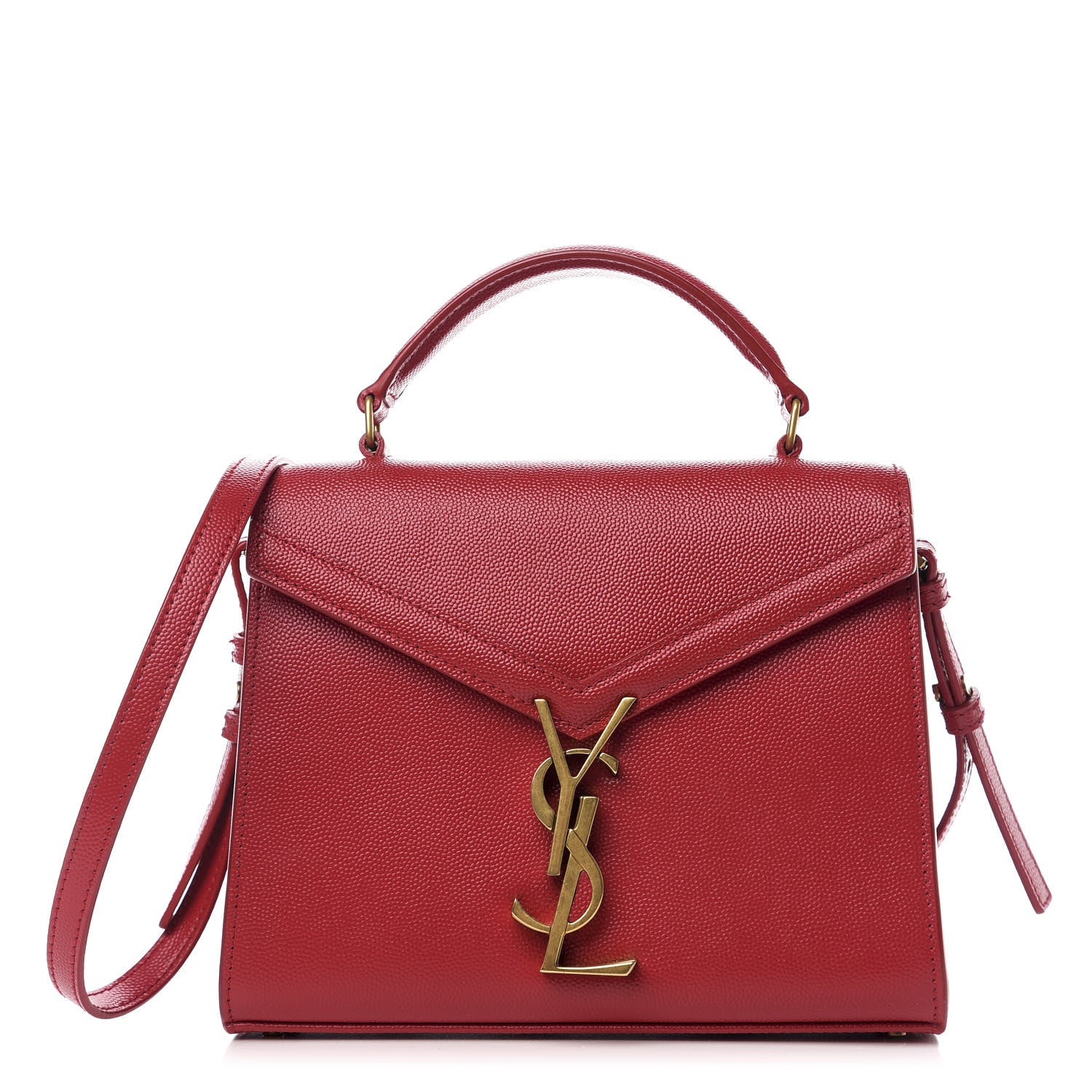 Saint Laurent Grain de Poudre Mini Classic Monogram Cassandra Top Handle Red 1 of 9