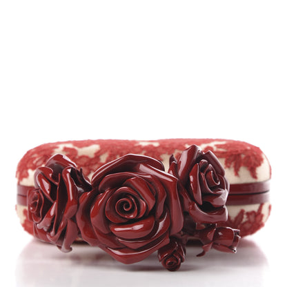 Alexander McQueen Lace Rose Knuckle Duster Box Clutch Red Nude 10 of 10