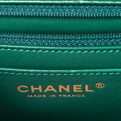 Chanel Iridescent Calfskin Quilted Mini Rectangular Flap Green 5 of 10