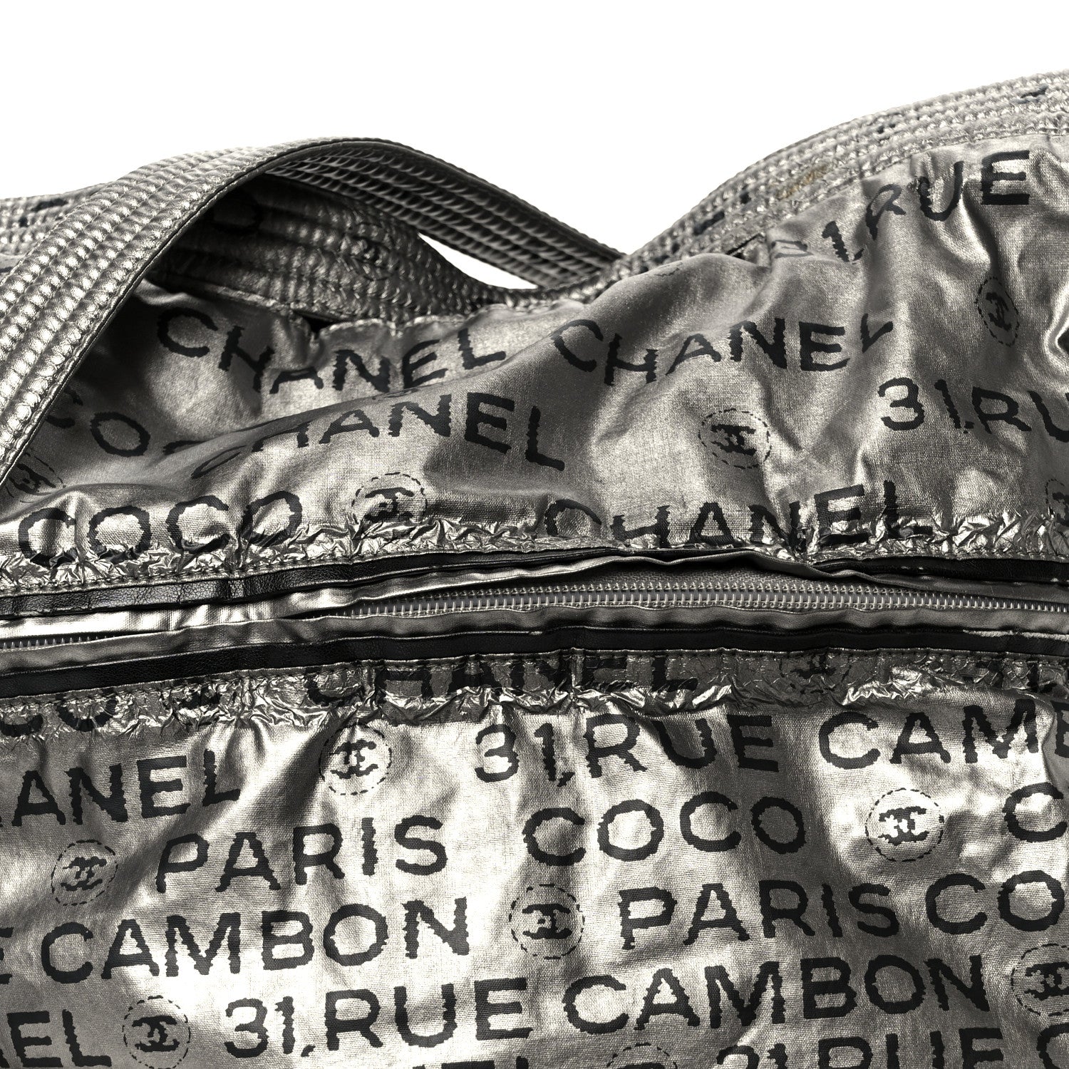 Chanel Lacquered Canvas Ligne Messenger Tote Argent Fonce 8 of 13
