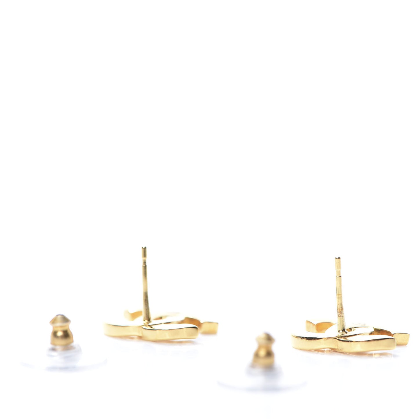 Metal CC Paris Button Stud Earrings Gold