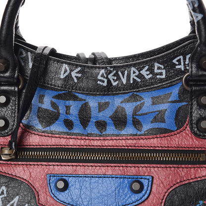 Balenciaga Agneau Graffiti All Over Classic Hardware City Black Vert Rouge 11 of 12
