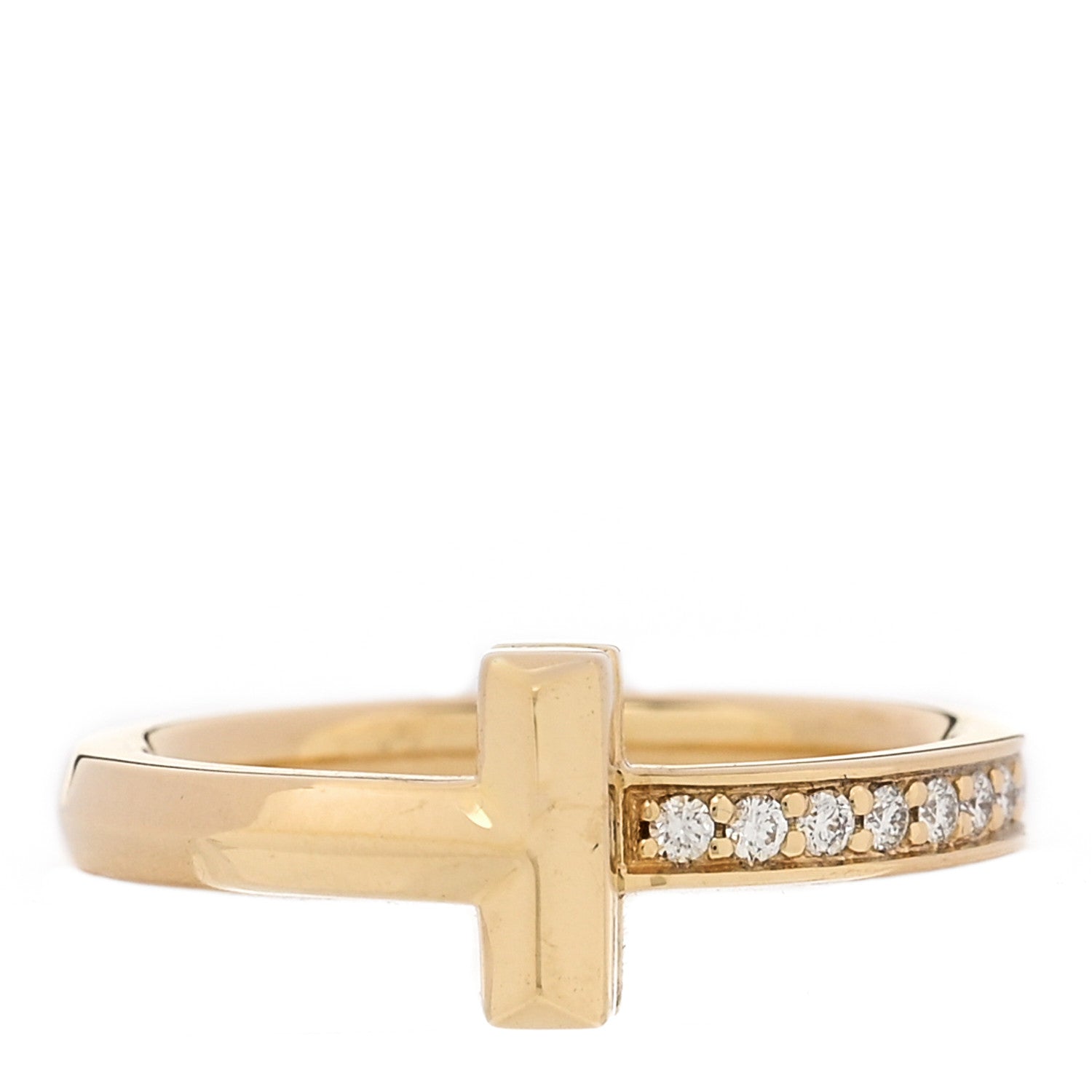 Tiffany 18K Yellow Gold Diamond 2.5mm T T1 Ring 49 5 1 of 5