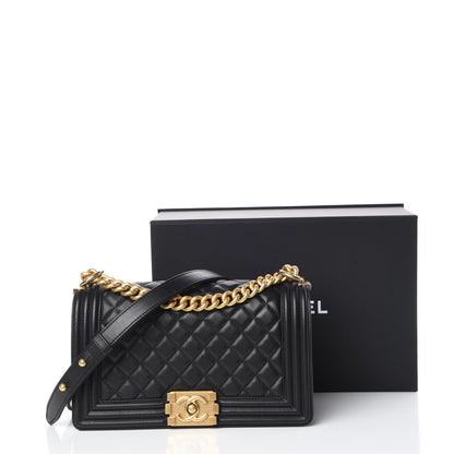 Chanel Lambskin Quilted Medium Boy Flap Black 12 of 12