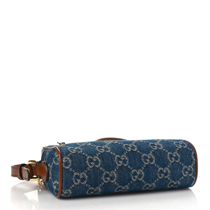 Gucci New Denim GG Monogram Dollar Calfskin Mini Ophidia Shoulder Bag Blue Tea Cuir Epilog 4 of 9