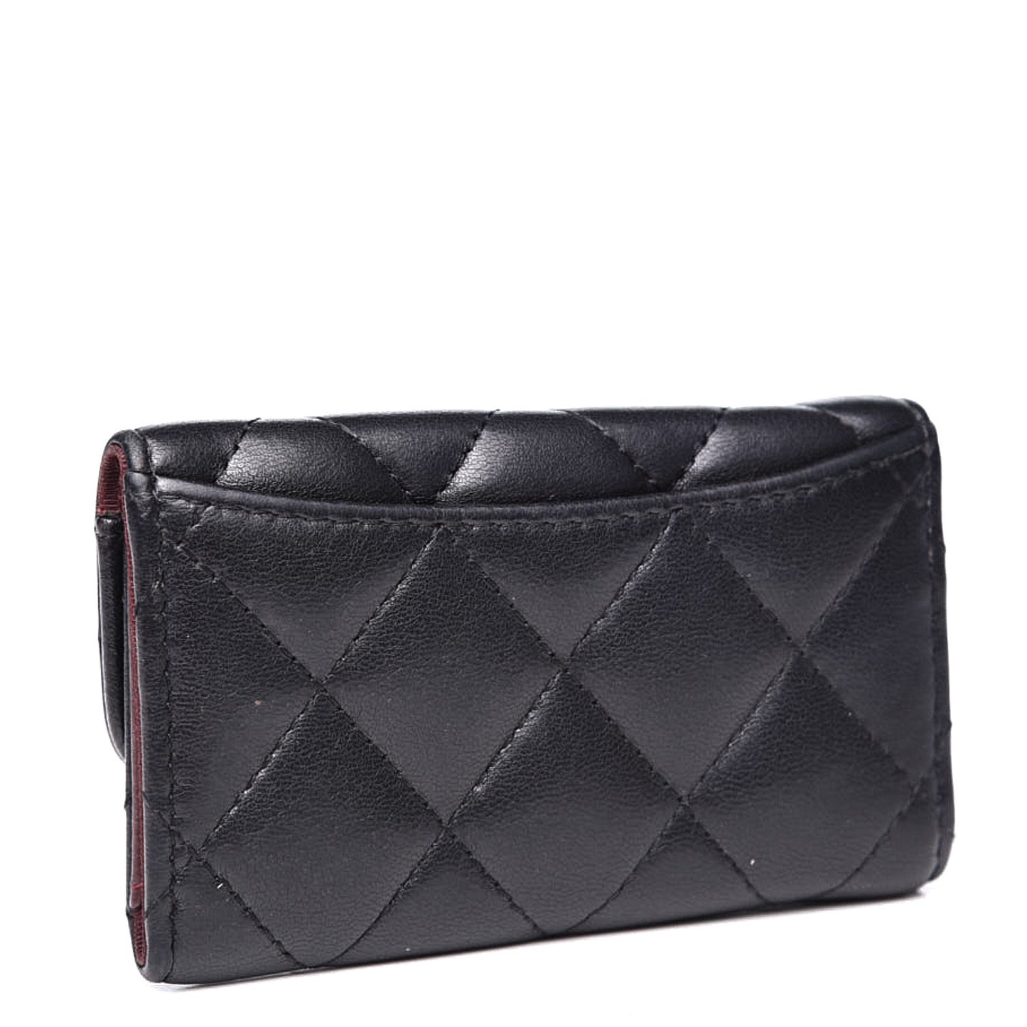 Lambskin Quilted 6 Key Holder Black