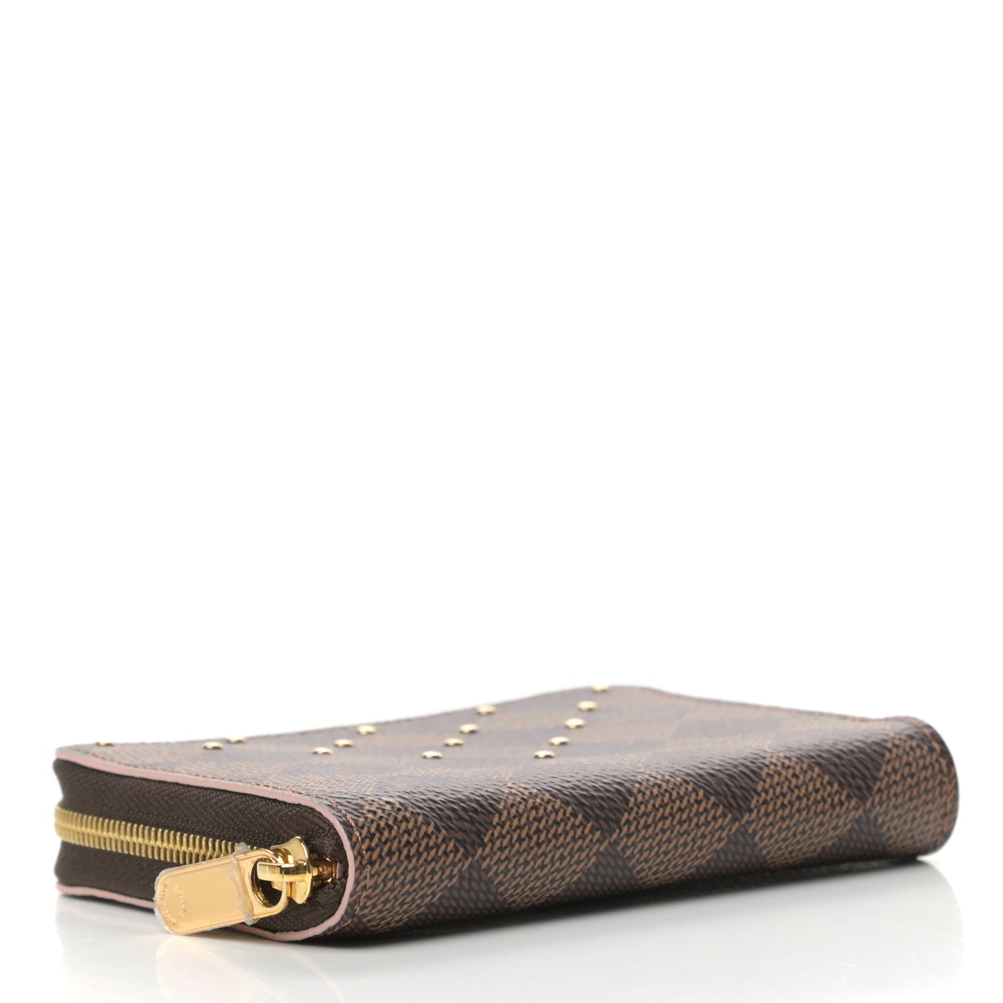 Damier Ebene Studded Zippy Coin Purse Rose Ballerine