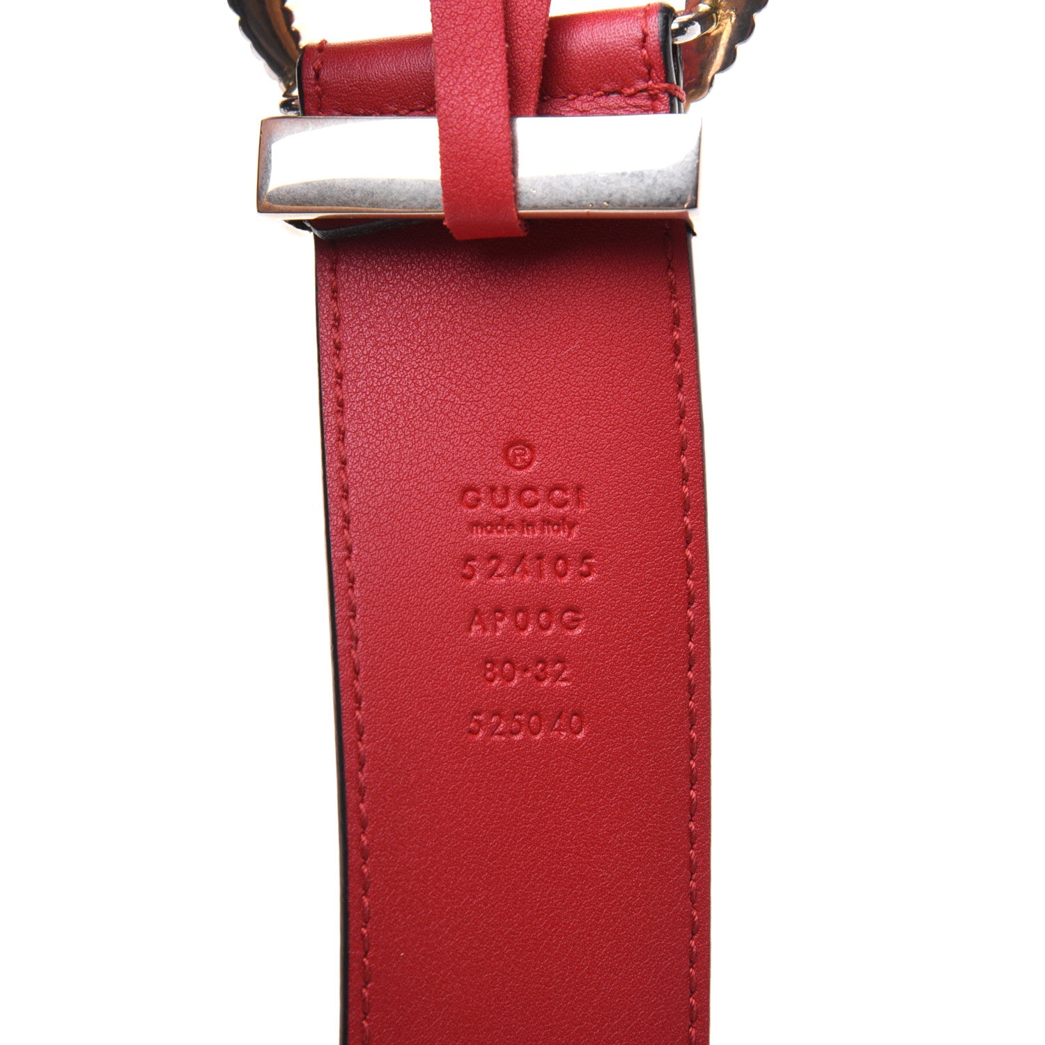 Gucci Moon Calfskin Torchon Double G 40mm Belt 80 32 Hibiscus Red 3 of 9