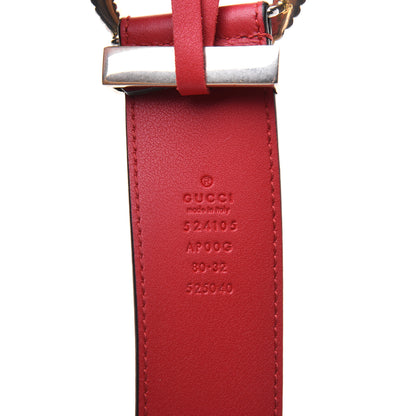 Gucci Moon Calfskin Torchon Double G 40mm Belt 80 32 Hibiscus Red 3 of 9