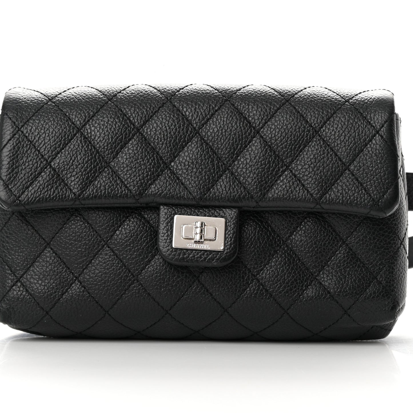 Grained Calfskin Quilted 2.55 Reissue Flap Belt Bag Clutch Black