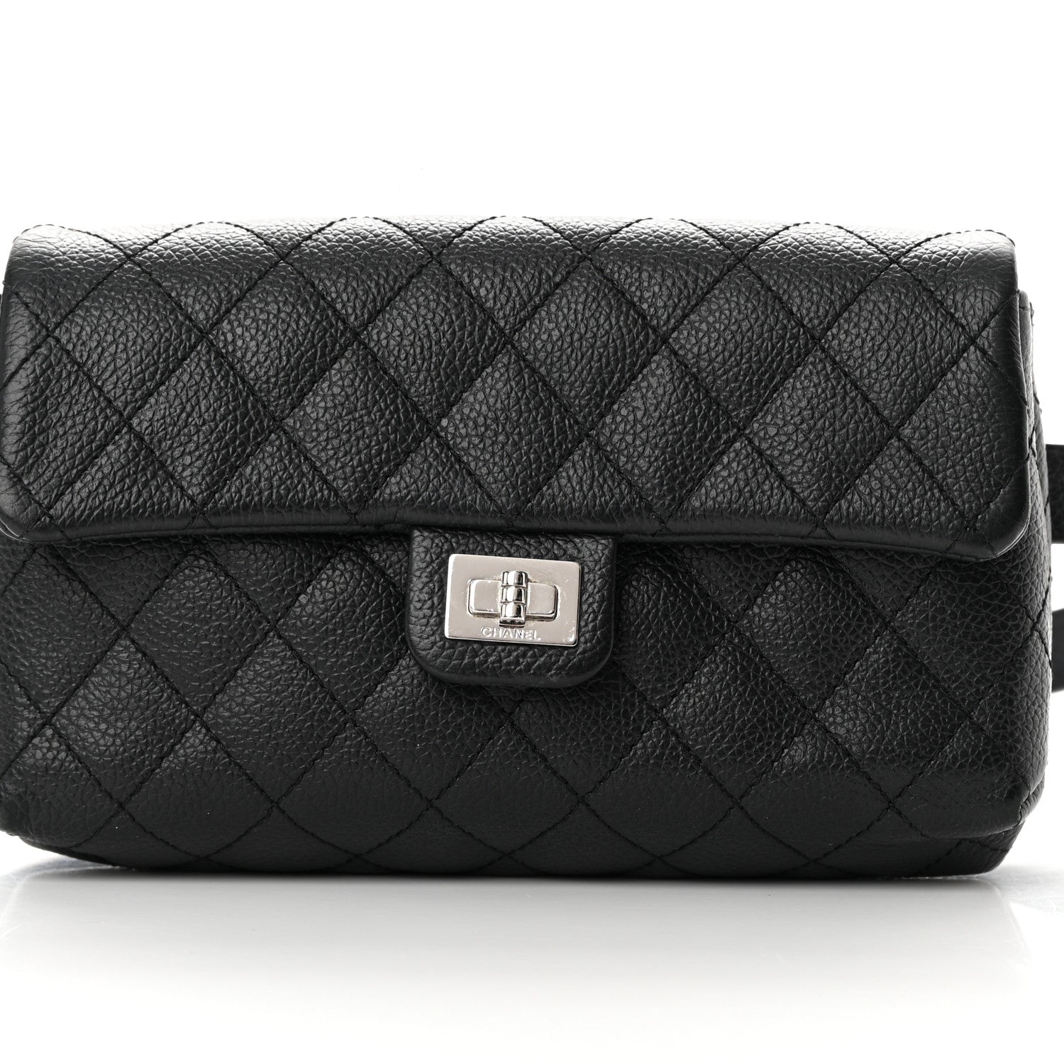 Chanel Grained Calfskin Quilted 2.55 Reissue Flap Belt Bag Clutch Black 9 of 13