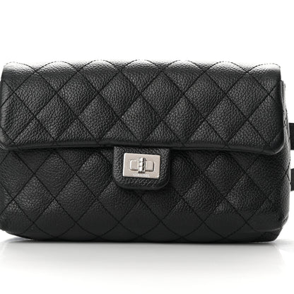 Chanel Grained Calfskin Quilted 2.55 Reissue Flap Belt Bag Clutch Black 9 of 13