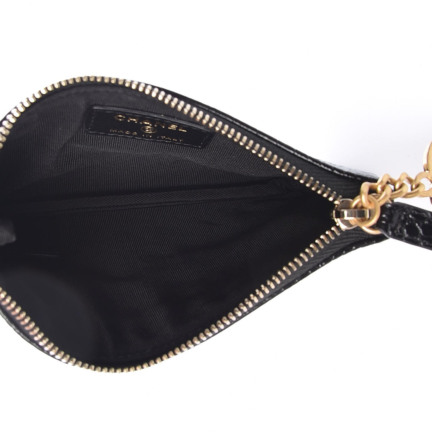 Calfskin Crocodile Embossed Cocodile Cosmetic Case Black Gold