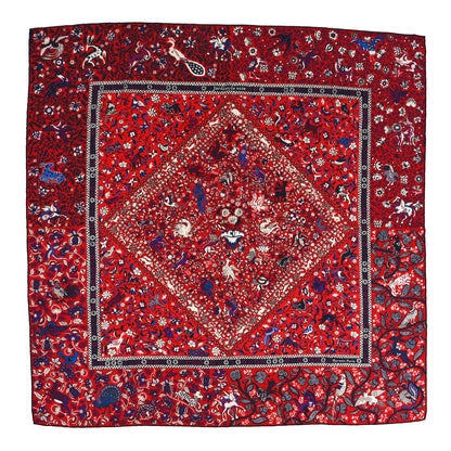 Hermes Cashmere Silk Jardins De Soie Shawl 140 Rouge Blue Violet 1 of 6