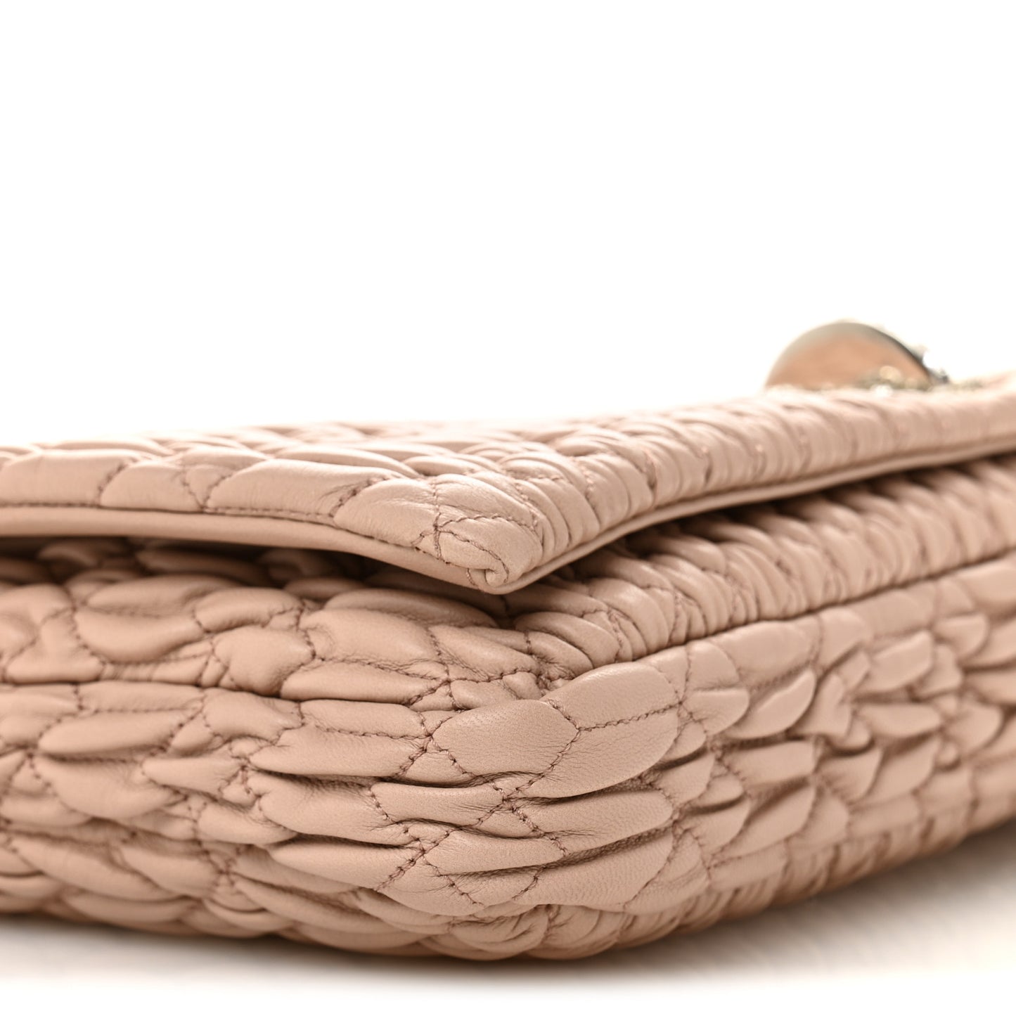 Nappa Matelasse Crystal Flap Clutch Cammeo