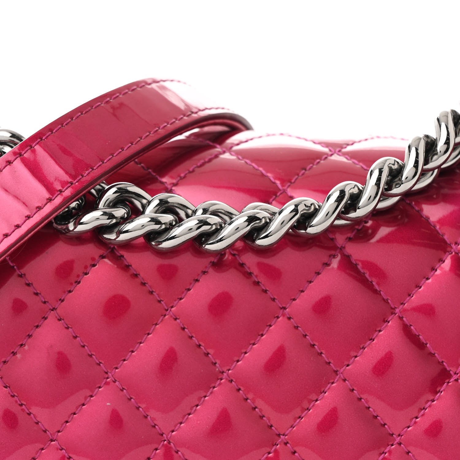 Chanel Metallic Patent Calfskin Quilted Small Boy Flap Pink 8 of 11