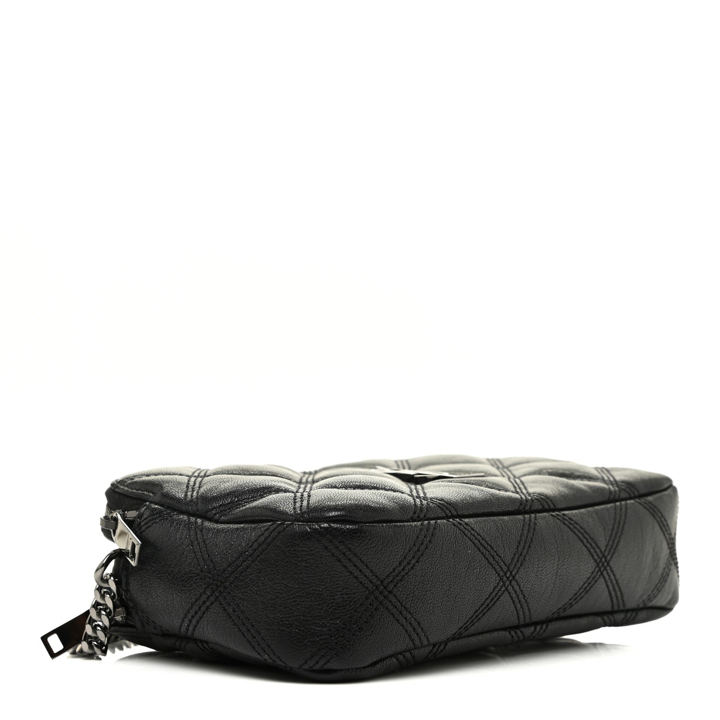 Grained Lambskin Quilted Mini Becky Double Zip Bag Black