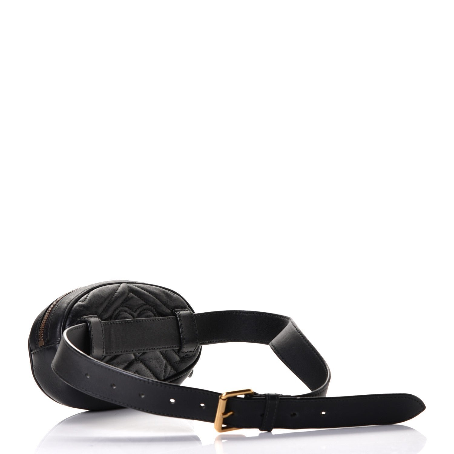 Gucci Calfskin Matelasse GG Marmont Belt Bag 75 30 Black 2 of 6