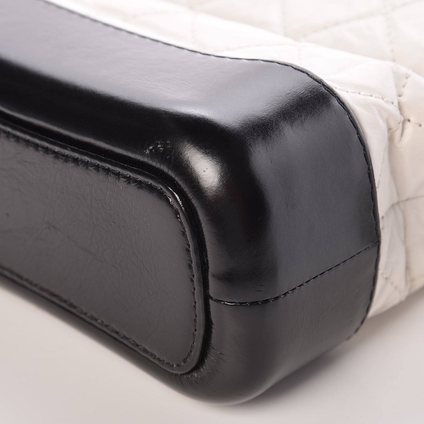 Aged Calfskin Quilted Small Gabrielle Hobo Black White