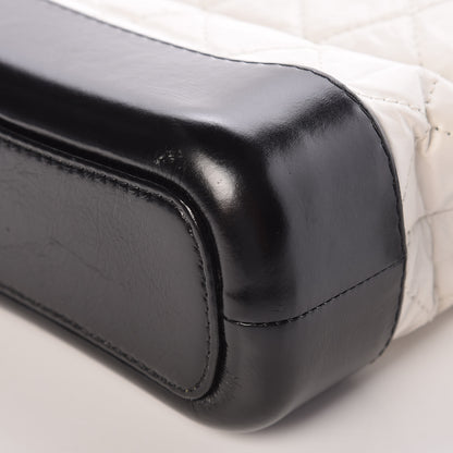 Chanel Aged Calfskin Quilted Small Gabrielle Hobo Black White 6 of 11