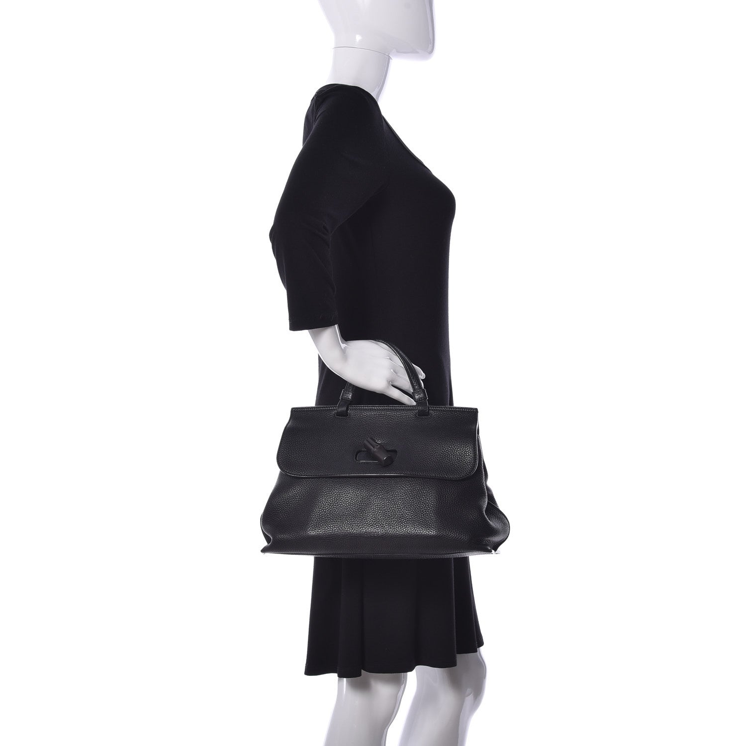 Gucci Cellarius Calfskin Medium Bamboo Daily Top Handle Bag Black 3 of 9