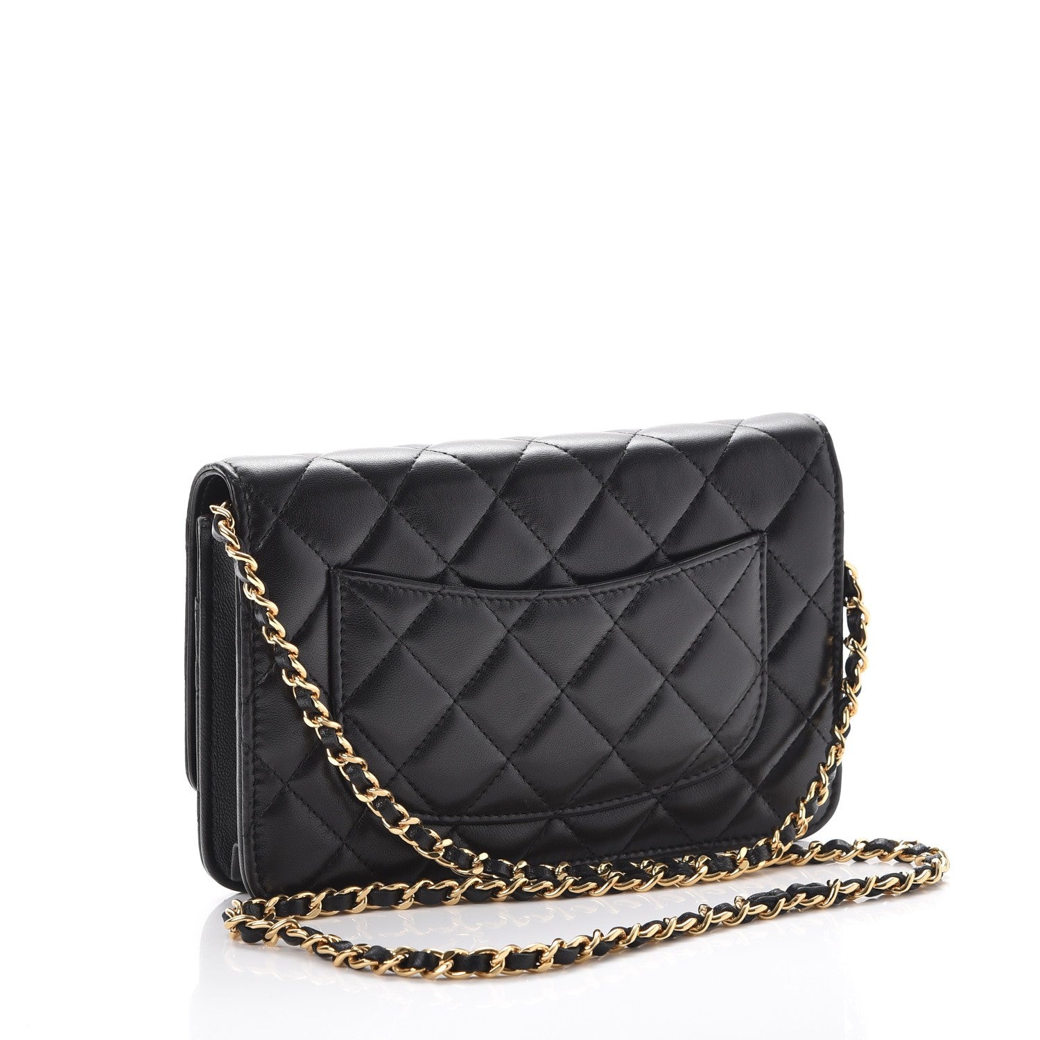 Chanel Lambskin Quilted Wallet On Chain WOC Black 3 of 9