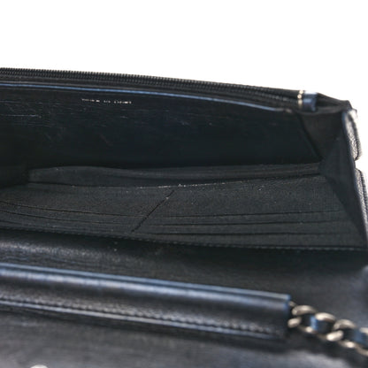 Chanel Metallic Calfskin Quilted Boy Wallet On Chain WOC Navy Blue 5 of 11