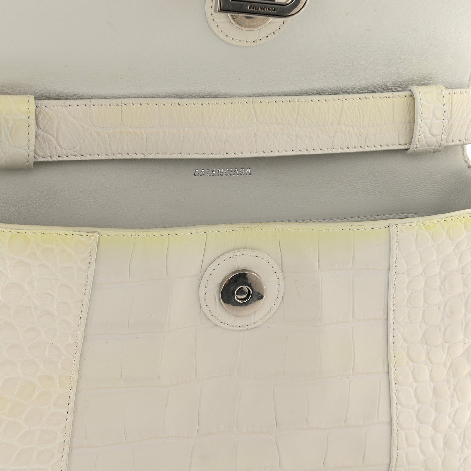 Balenciaga Extra Supple Calfskin Crocodile Embossed XS Downtown Shoulder Bag White 17 of 17