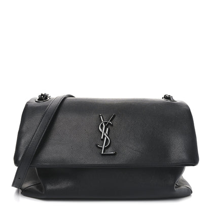 Saint Laurent Grain De Poudre Medium West Hollywood Monogram Fold-Over Black 1 of 10