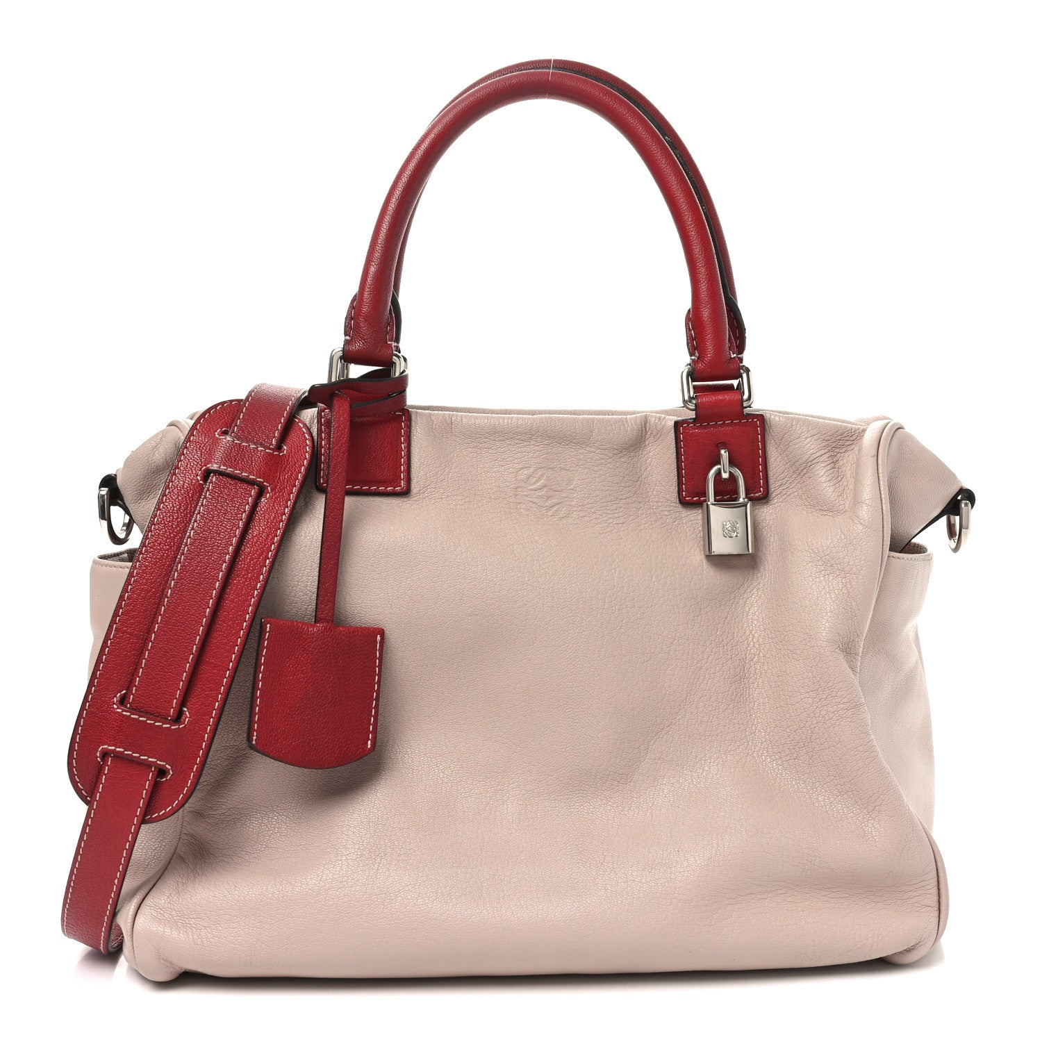 Loewe Goatskin Top Handle Boston Bag Pink Red 1 of 9