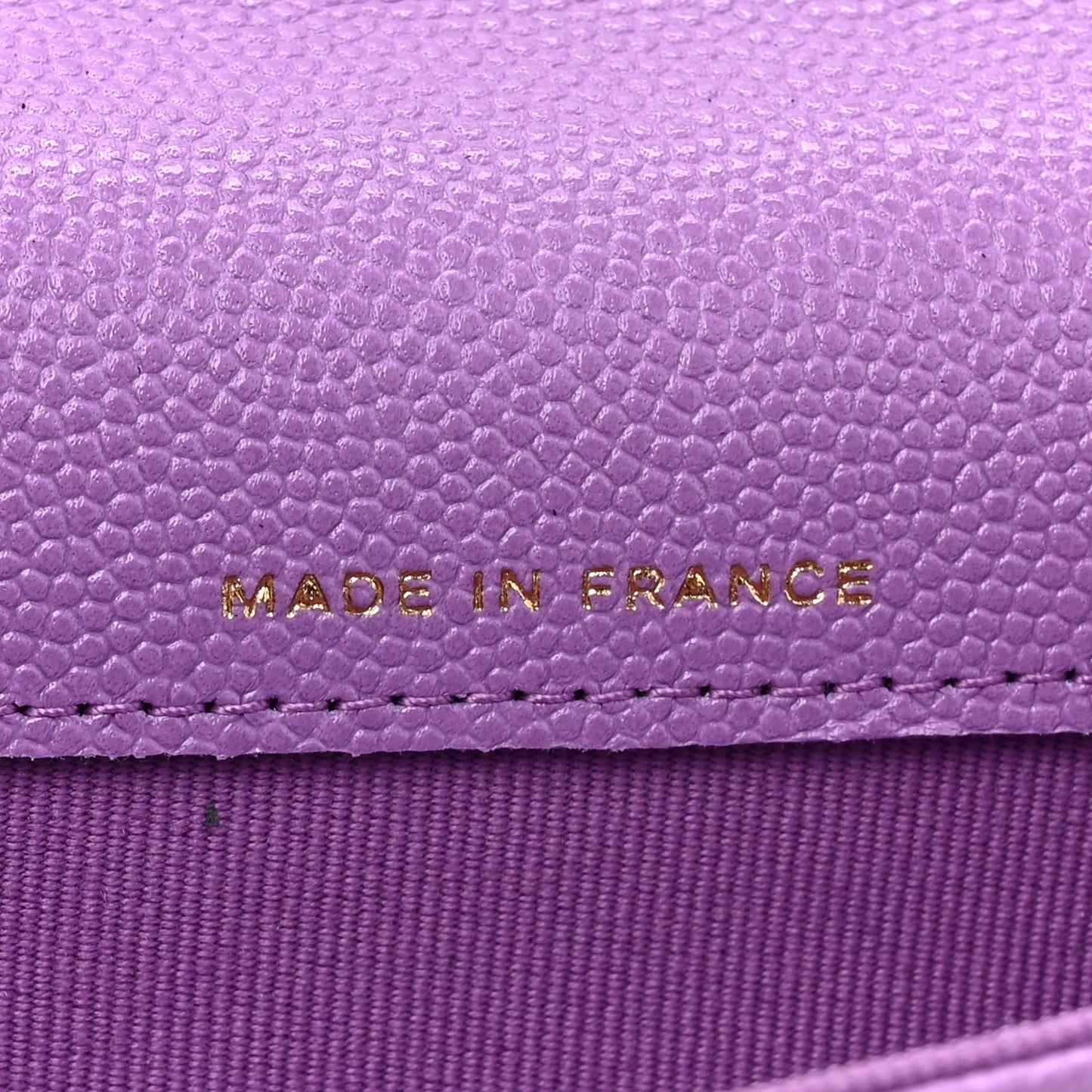 Caviar Quilted Flap Card Holder Wallet Purple