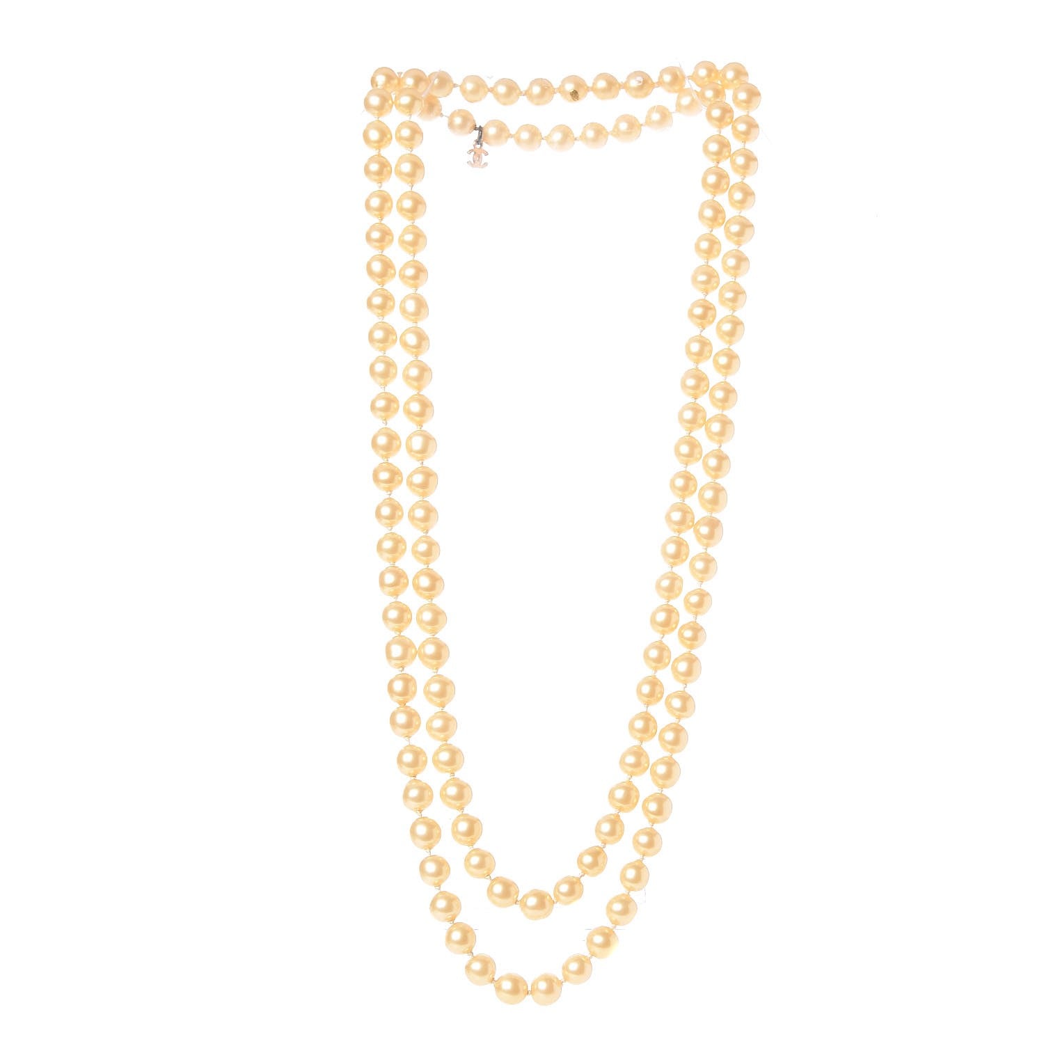 Chanel Pearl Long Necklace Gold 3 of 9