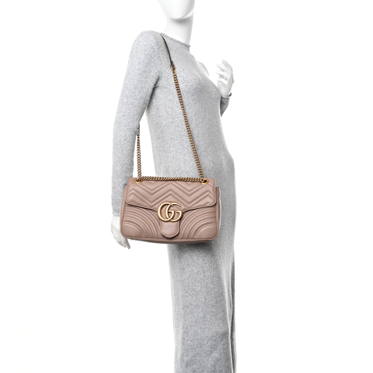 Calfskin Matelasse Medium GG Marmont Shoulder Bag Porcelain Rose