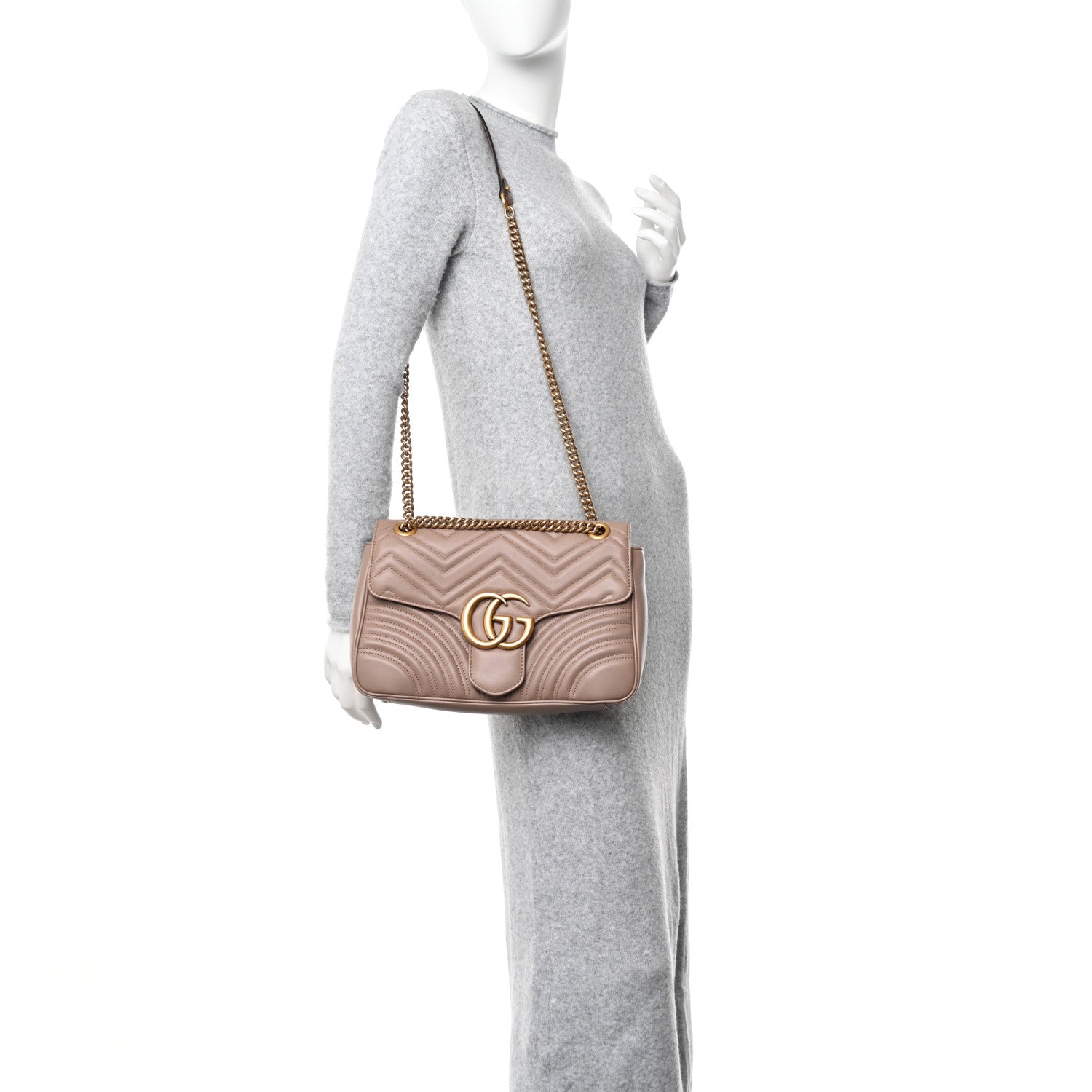 Gucci Calfskin Matelasse Medium GG Marmont Shoulder Bag Porcelain Rose 2 of 11
