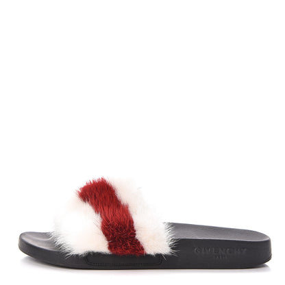 Givenchy Mink Rubber Slide Sandals 36 White Red 1 of 9