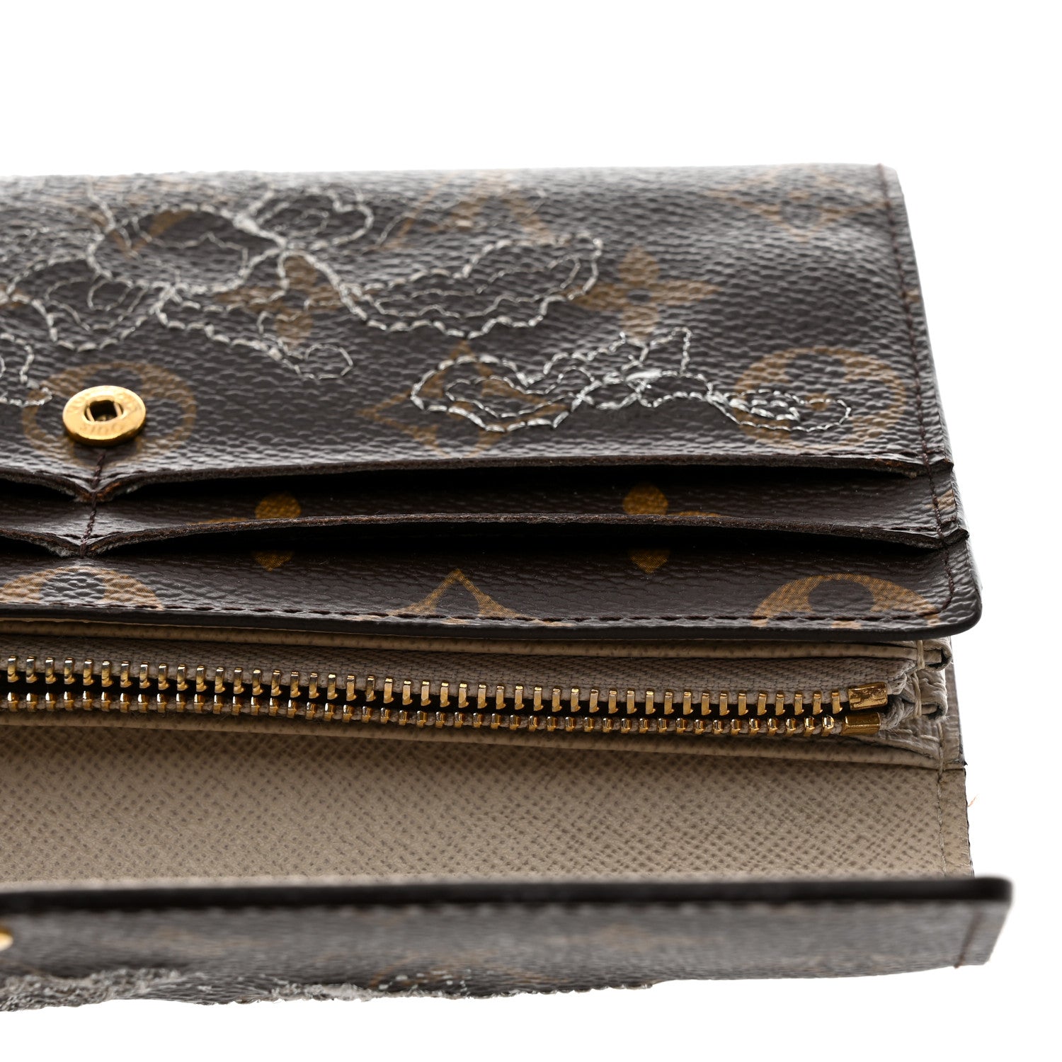 Louis Vuitton Monogram Dentelle Sarah Wallet Silver 8 of 14
