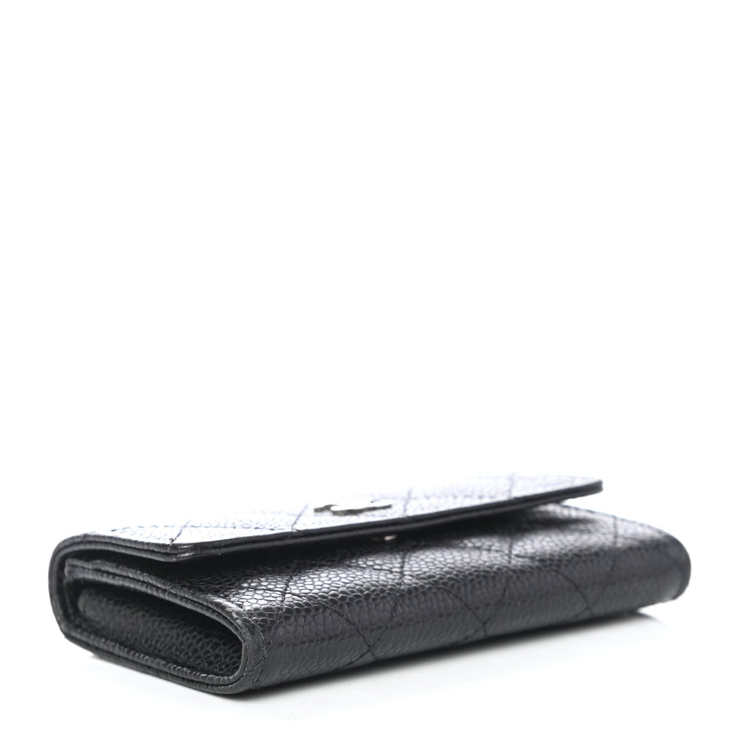 Caviar Quilted Flap Card Holder Black