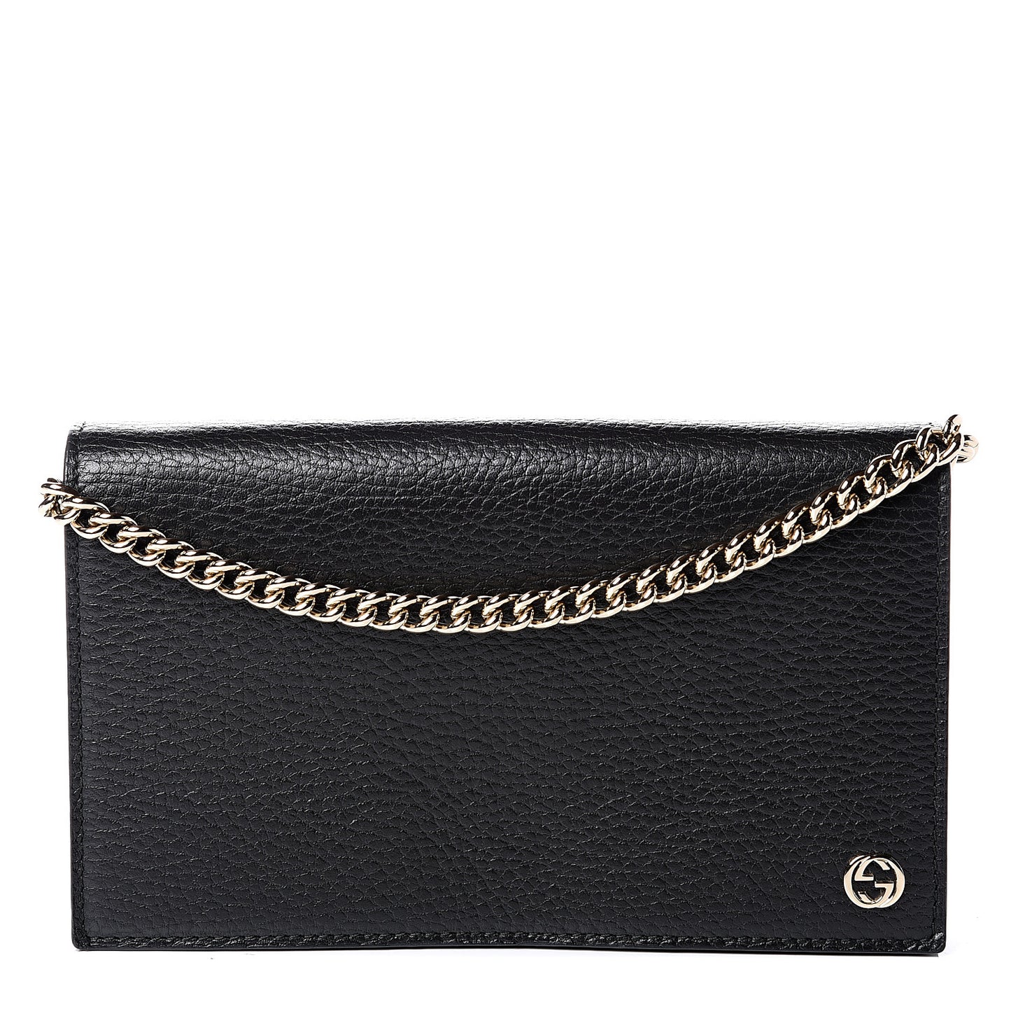 Dollar Calfskin Medium Betty Chain Wallet Black