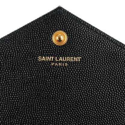 Saint Laurent Grain De Poudre Matelasse Chevron Monogram Chain Wallet Black 7 of 8