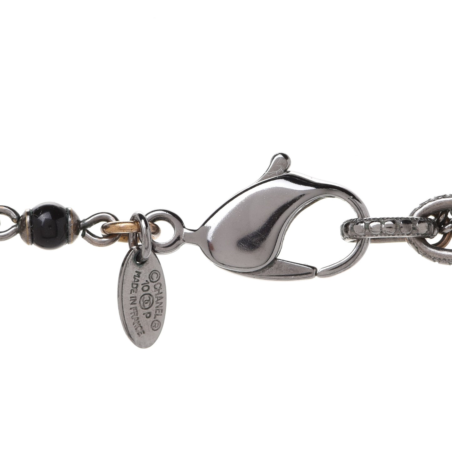 Beaded CC Short Necklace Ruthenium Black