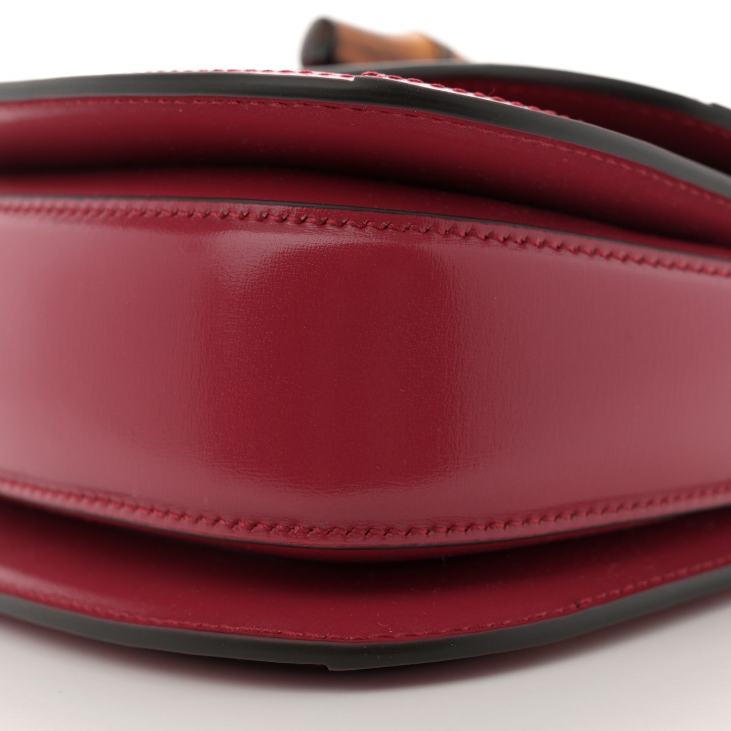 Moire Fabric Calfskin Rhinestone Monogram Monochrome Mini Bamboo 1947 Top Handle Chain Bag Dark Cherry Red